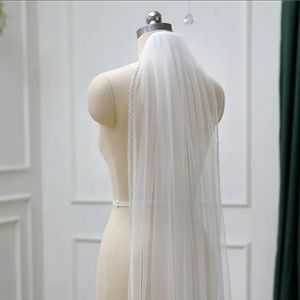 Wedding Veil with Pearl and Beaded Crystals-white